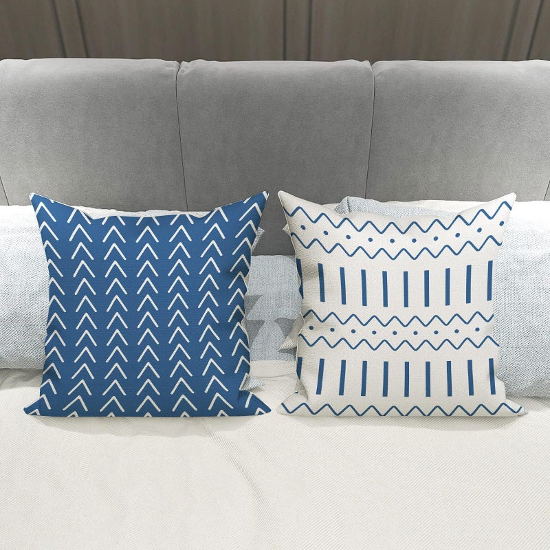 YCOLL Pillow Covers 20x20 Set of 4, Modern Sofa Throw Pillow Cover, Decorative Outdoor Linen Fabric Pillow Case for Couch Bed Carï¼ŒLight Blue - Image 4